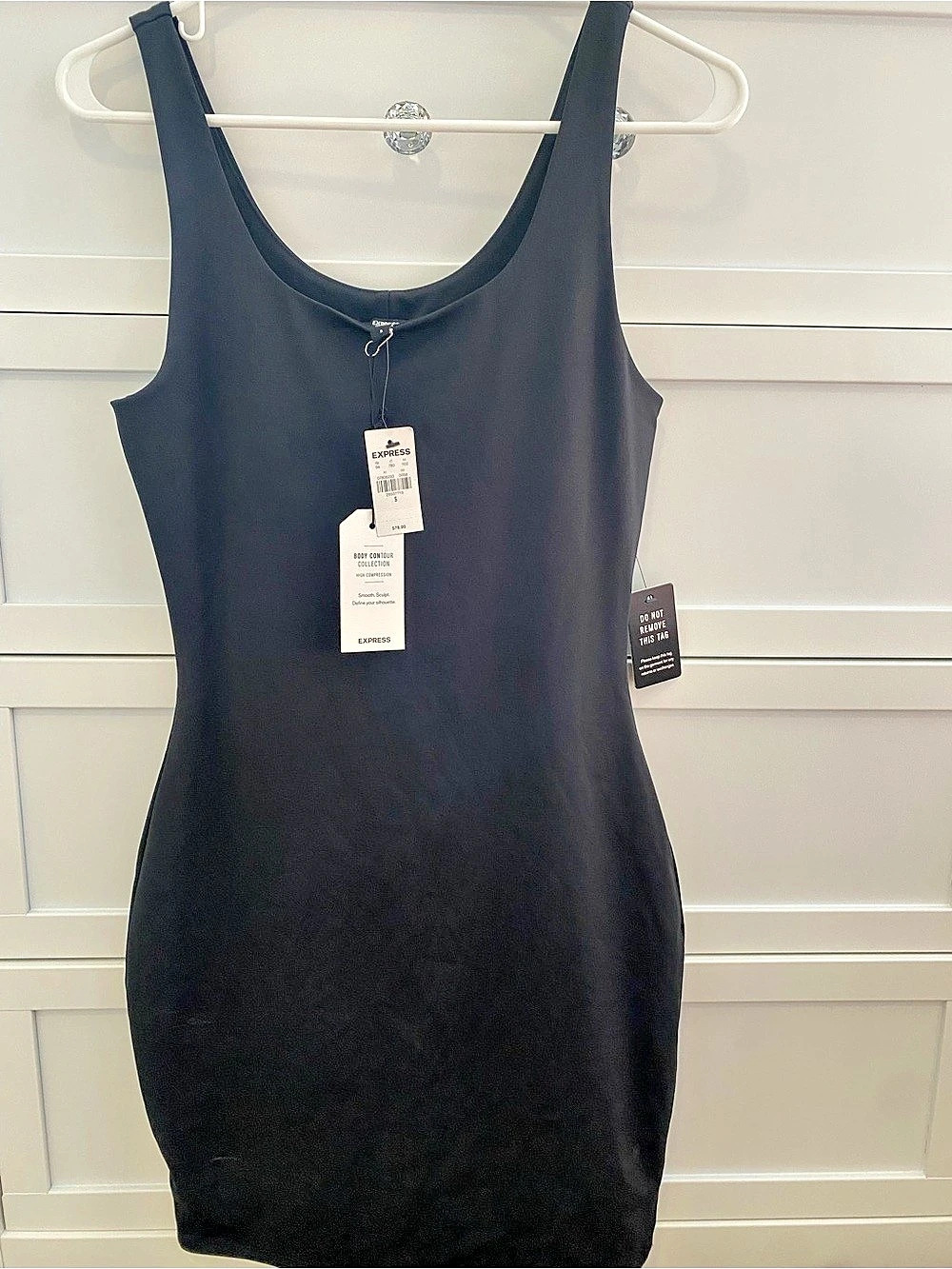 Express Body Contour Collection High Compression Mini Bodycon Dress in Black